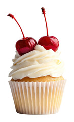 PNG Cupcake with two cherries on top dessert cherry cream.