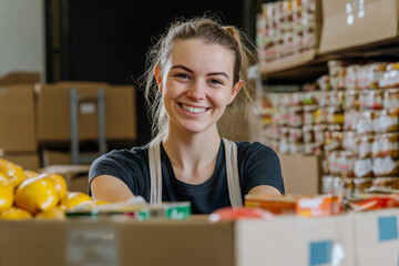 Charity project in a volunteer warehouse center generative ai