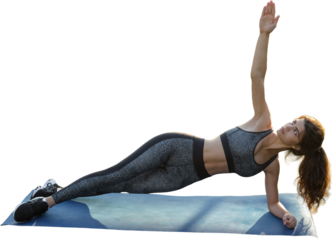A young slim athletic girl in sportswear with snakeskin prints performs a set of exercises. Fitness and healthy lifestyle.