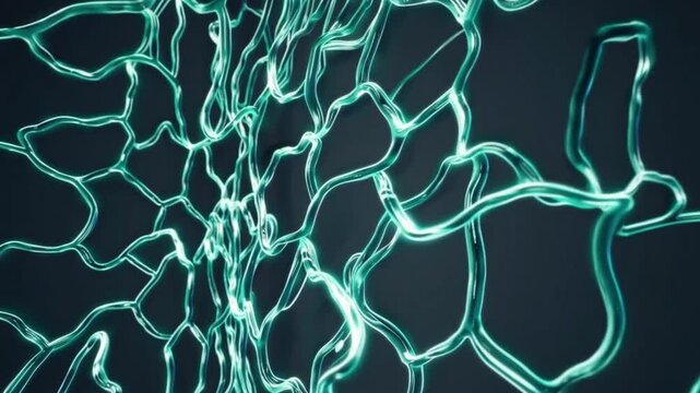Abstract Water Veins in Continuous Motion, Glowing Streams Flowing Through Dark Background, Soft Ethereal Light, Calming, Futuristic, Endless Loop, Video Background