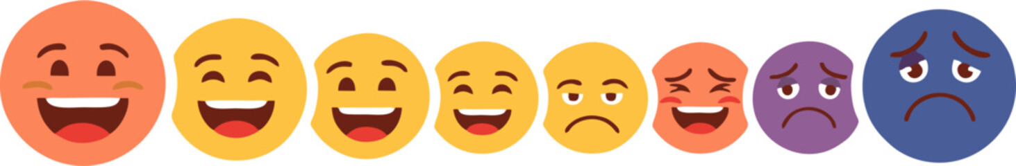 Row of Colorful Emoji Faces Displaying a Range of Emotions