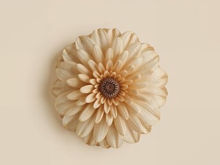 Elegant Beige Flower Still Life, Minimalist Botanical Art, Floral Decoration.