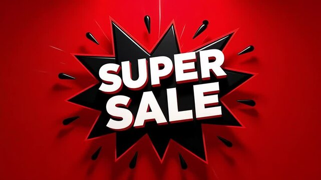 Exciting Super Sale Announcement Red Background Graphic Design Perfect for Marketing Campaigns and Promotions