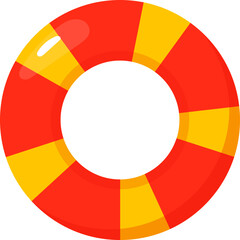 Obraz premium Red and Yellow Striped Inflatable Life Ring, Summer Safety Equipment Illustration