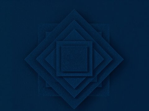 Geometric Depth. A Textured Monochromatic Composition with Nested Squares.