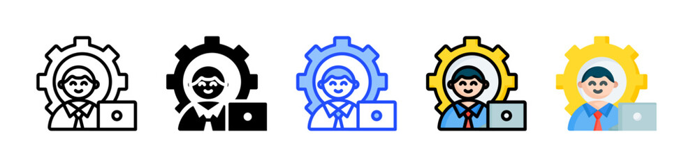 Technician Icon Collection With Multiple Styles