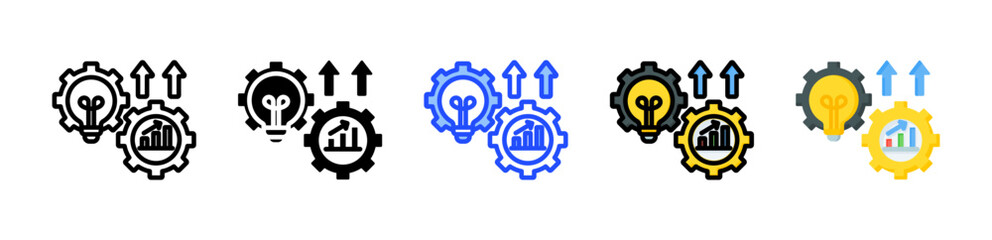 Process Improvement Icon Collection With Multiple Styles