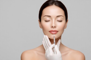 An elegant young woman undergoes Botox treatment, the detailed and delicate nature of cosmetic procedures.