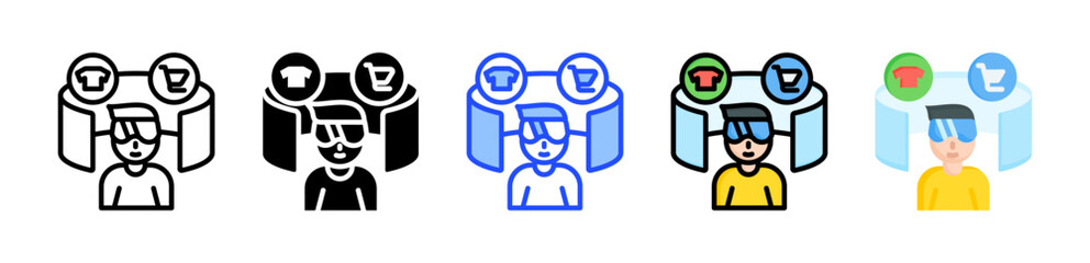 Virtual Shopping Icon Collection With Multiple Styles
