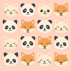 A fun collection of funny cartoon cat animal character icons