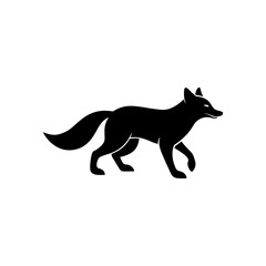 running arctic fox silhouette vector illustration .svg