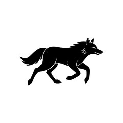 running arctic wolf silhouette vector illustration 