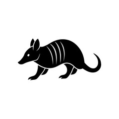 running armored armadillo silhouette vector 