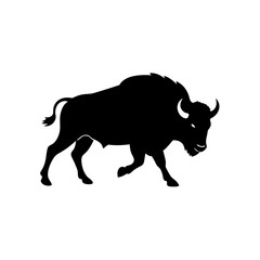 running bison silhouette vector illustration 