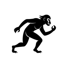 running bonobo silhouette vector illustration 