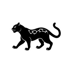 running clouded leopard silhouette vector 
