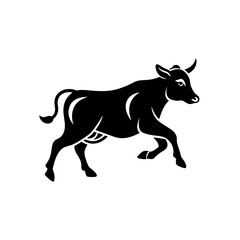 running cow silhouette vector illustration 