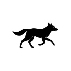 running coydog silhouette vector illustration 