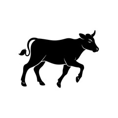 running cow silhouette vector illustration 
