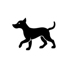 running domestic dog puppy silhouette on white 