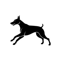 running doberman silhouette vector illustration 
