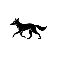 running ethiopian wolf silhouette vector 