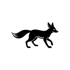 running fennec fox silhouette vector illustration 