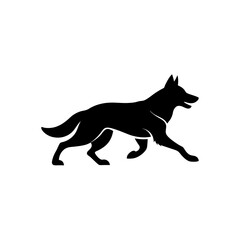 running german shepherd silhouette vector 