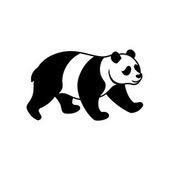 running giant panda silhouette vector illustration 