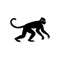 running gibbon silhouette vector illustration 