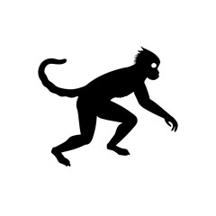 running gibbon silhouette vector illustration 