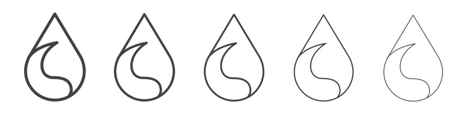 Fire and water icon outline ilustration vector symbol