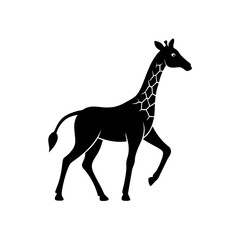running giraffe silhouette vector illustration 