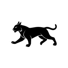 running iberian lynx silhouette vector 