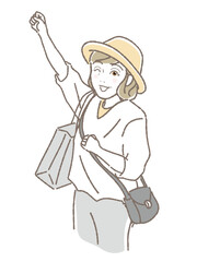 買い物をしている中高年女性