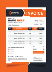 Modern Business Invoice Layout Clean Corporate Billing Form and Editable Price Sheet Template in Vector Format