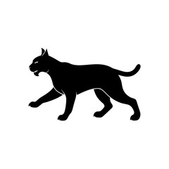 running lynx silhouette vector illustration 