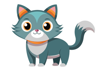 Charming Cartoon Cat Illustration Standing with Graceful Pose and Exquisite Detailing for Children's Content and Decorative Purposes
