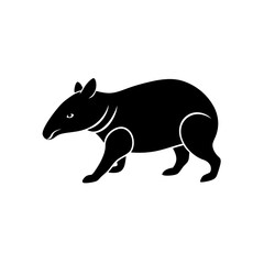 running malayan tapir silhouette vector 
