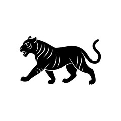 running malayan tiger silhouette vector 