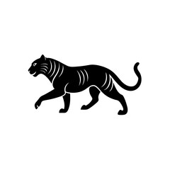 running malayan tiger silhouette vector 