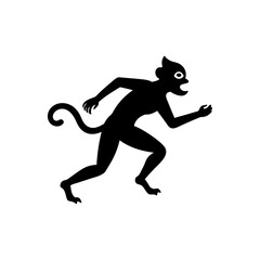running monkey silhouette vector illustration