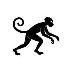running monkey silhouette vector illustration 