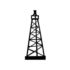 Oil derrick silhouette stands tall against white backdrop illustrating extraction industry