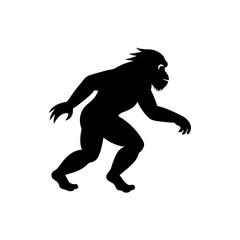running orangutan silhouette vector illustration