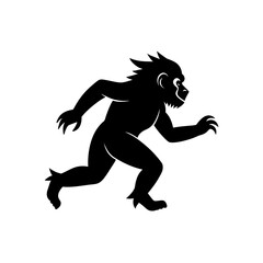 running orangutan silhouette vector illustration 