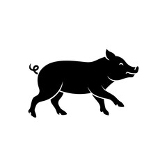 running pig silhouette vector illustration 