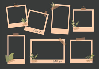 Floral Picture Frame Templates with Leafy Decor. with vintage tones, natural elements, and soft pastel decorations. Great for memory keeping, blog graphics, greeting cards, or digital scrapbooks.
