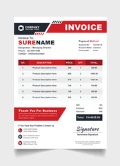 Minimalist Invoice Design Corporate Billing and Payment Vector Template