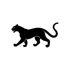 running puma cub silhouette vector illustration 